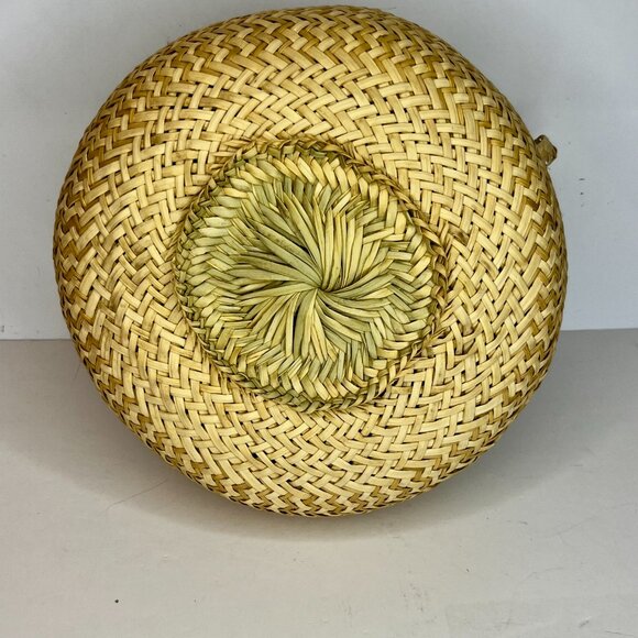 Set 2 Wicker Hand Woven Baskets Tan Handles Tarahumara Planters Boho RARE - Picture 13 of 16